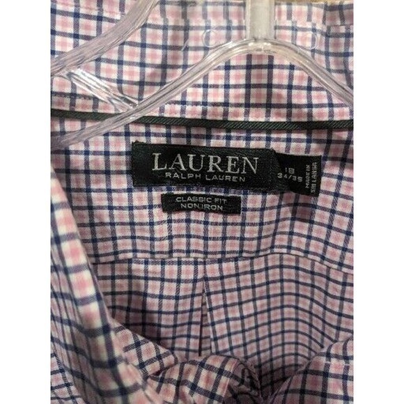 Lauren Ralph Lauren Fit Mens Blue Check‎ Button Down Shirt Long Sleeve - Picture 4 of 4